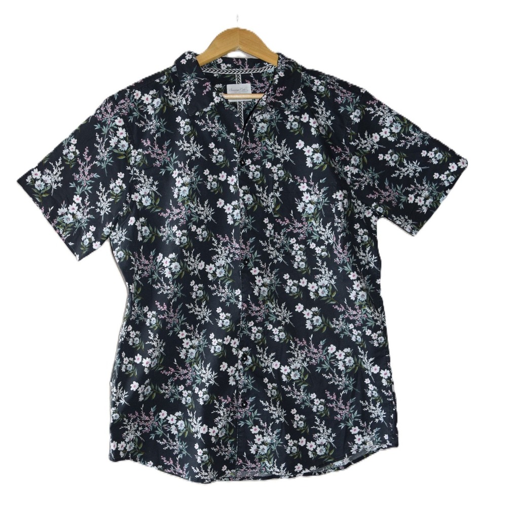 Sovereign Code Floral Shirt Mens XL Black Pink Short Sleeve Rayon Excellent